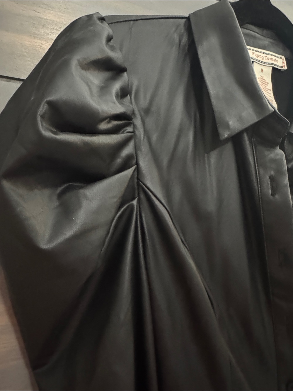 Black Puff-Sleeve Tulle Shirt Dress - Picture 5 of 5